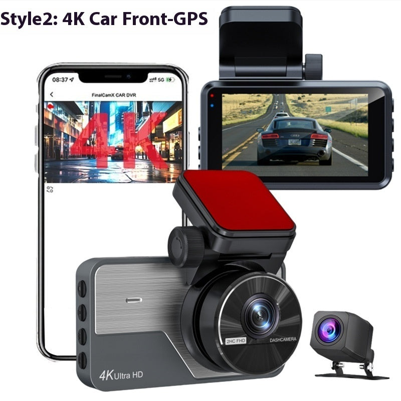 4K Driving Recorder Ultra HD Front And Rear Dual Camera Night Vision Parking Surveillance GPS Reversing