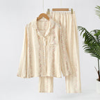 Double-layer Gauze Floral All Cotton Loose Pajamas Homewear Suit