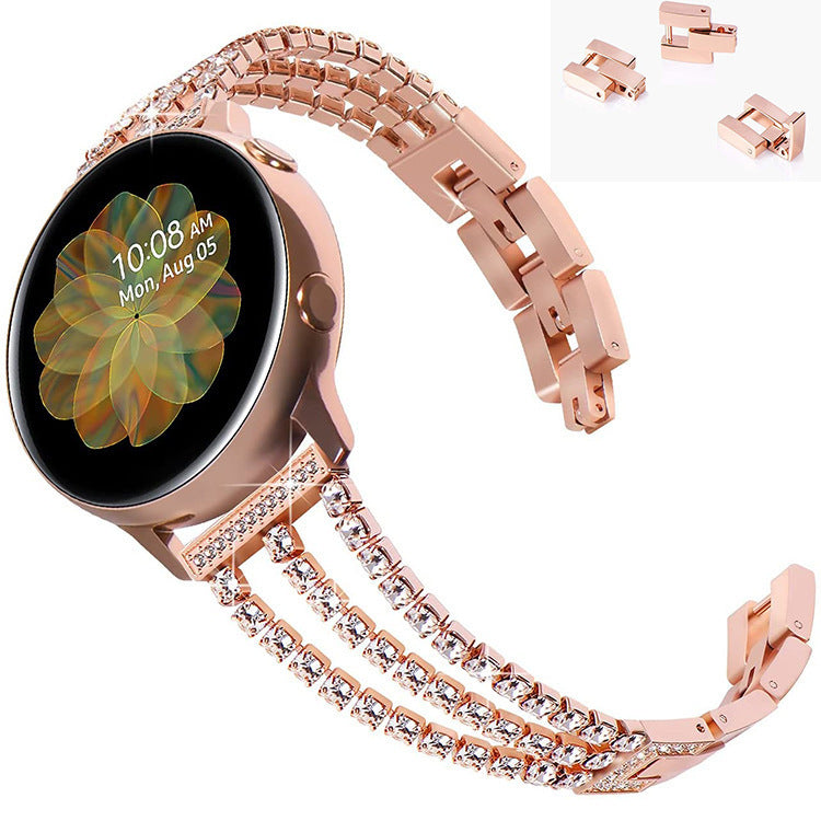 Fashion Simple Three Chain Diamond Metal Strap