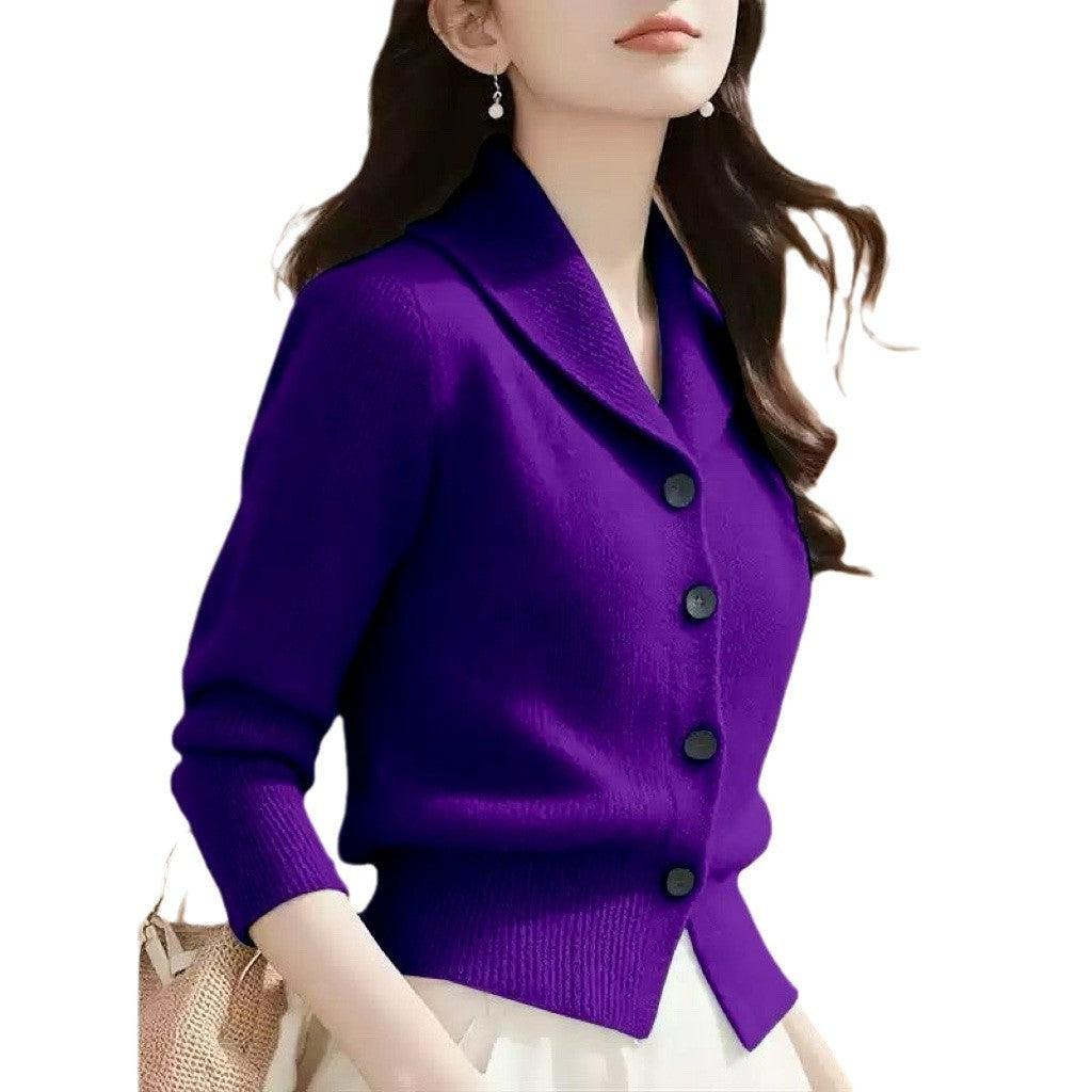 High-end Fashion Simple Commute Long-sleeved Button Cardigan Elegant Top