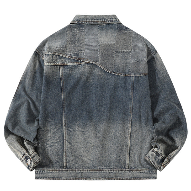 American Retro High Street Washed Destroyed Denim Jacket