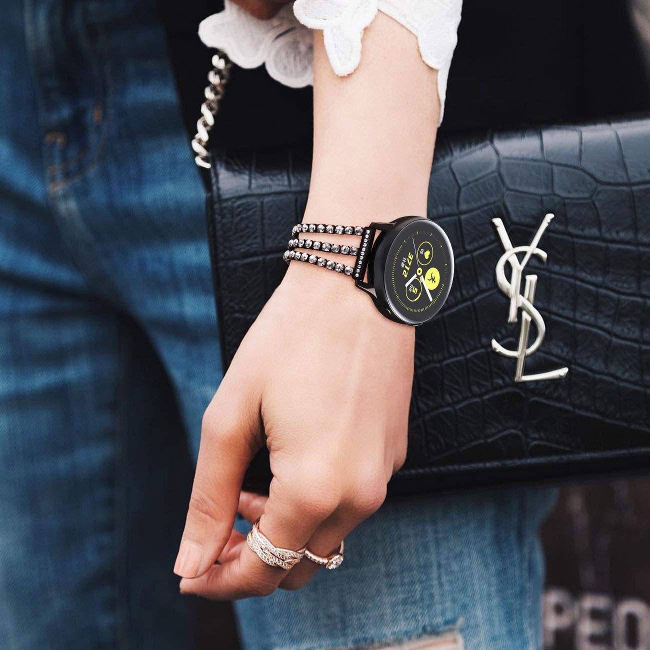 Fashion Simple Three Chain Diamond Metal Strap