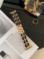 High-grade Classic Style Black Gold Series Applicable Watch Leather Metal Strap