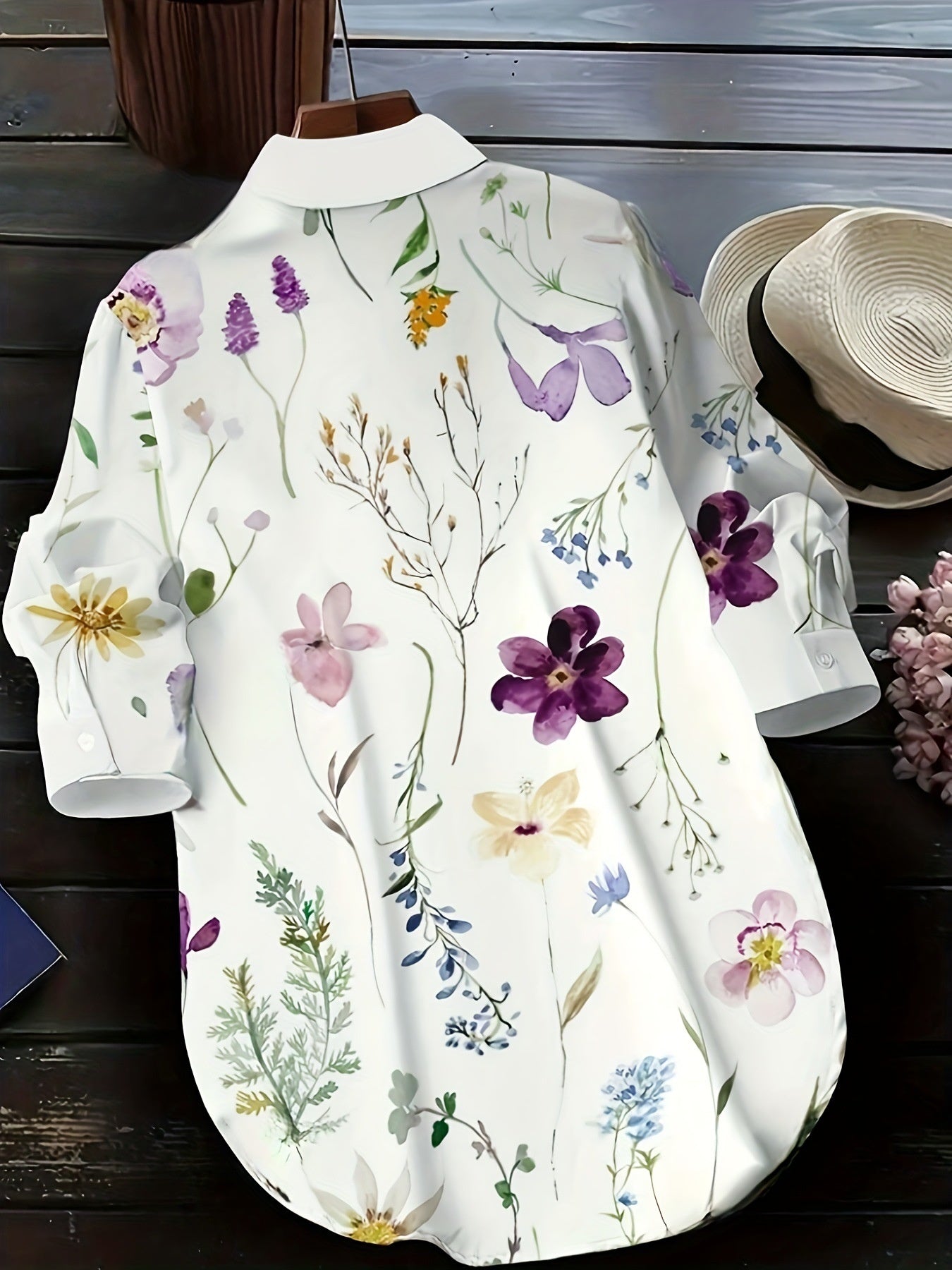 Leisure Vacation Elegant Flowers Printed Shirt Top