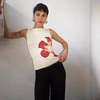 Hot Girl Round Neck Simple Floral Print Sleeveless Vest