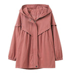 Casual Versatile Plus Size Loose Hooded Mid-length Jacket