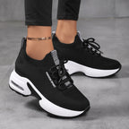 Fly-knit Sneakers Summer Height Increasing Insole Women's Mesh Casual Shoes
